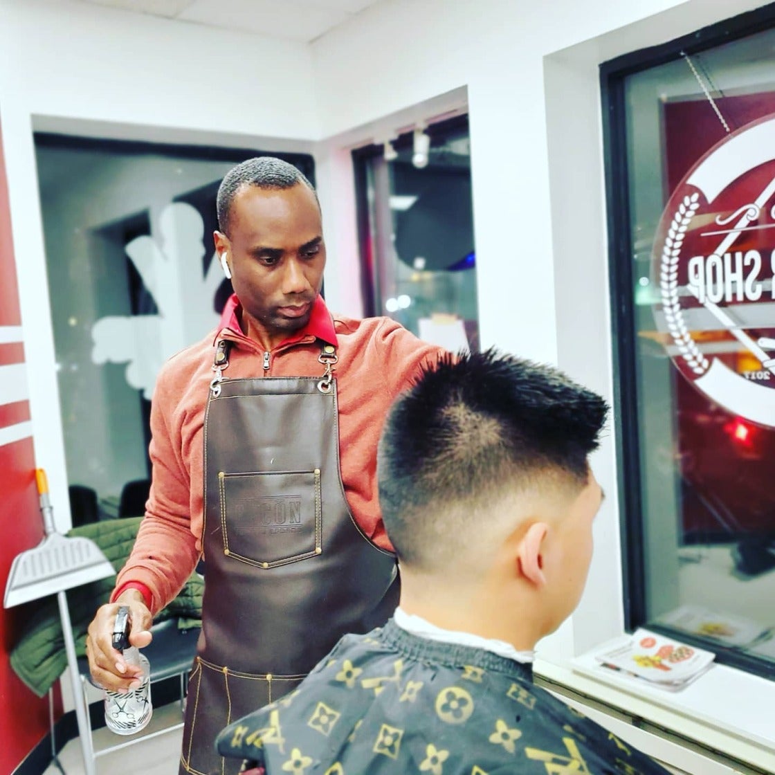 Barber chair and haircut station in a modern barbershop